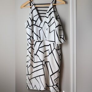 Adelyn Rae Black and White Asymmetrical Dress